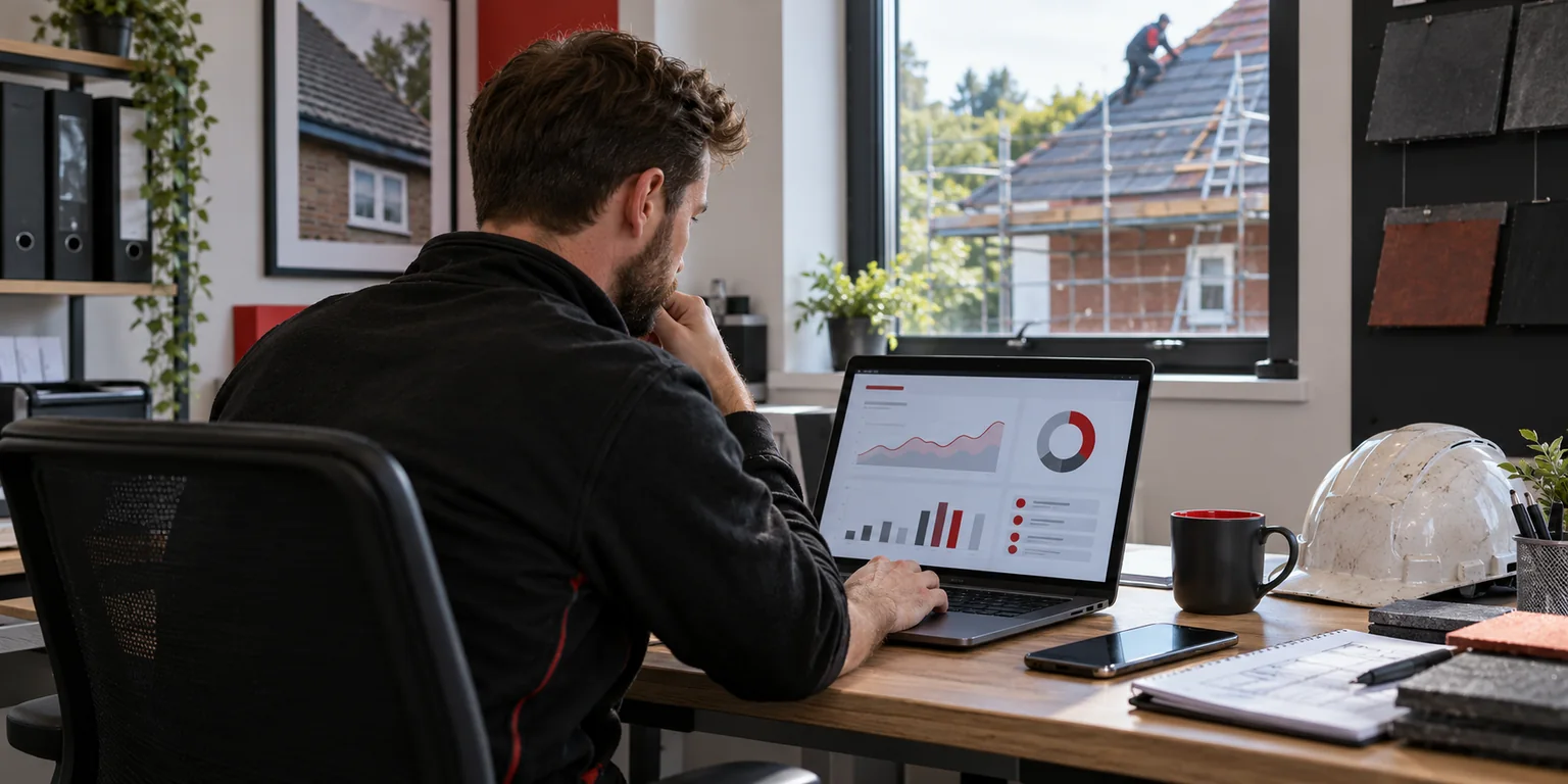 Illustration: Marketer reviewing an anonymous enquiry tracking workspace